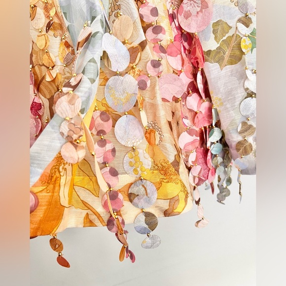 NWOT Zimmermann Tempo Disc Embellishment Chiffon Mini Linen Skirt Size AU 2 - Picture 5 of 12